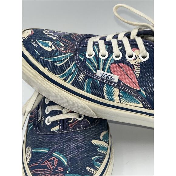 VANS VAN DOREN 7.5 mens BLACK PARROT SHOES FLORAL WOMENS 9 OLD SKOOL Blue Pink - Picture 2 of 8